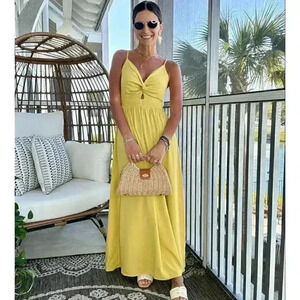 Cupshe Mustard Yellow Maxi Dress Size S NEW